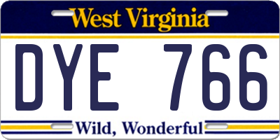 WV license plate DYE766