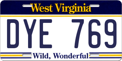 WV license plate DYE769