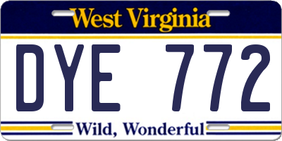 WV license plate DYE772