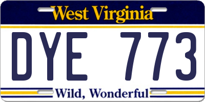 WV license plate DYE773