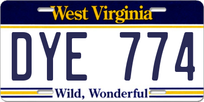 WV license plate DYE774