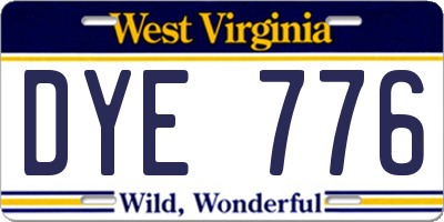 WV license plate DYE776