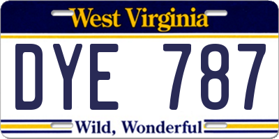 WV license plate DYE787