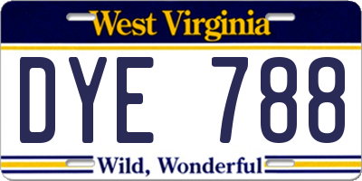 WV license plate DYE788