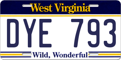 WV license plate DYE793