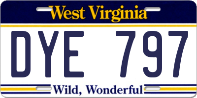WV license plate DYE797