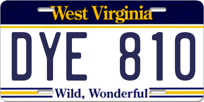 WV license plate DYE810