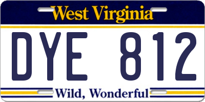 WV license plate DYE812
