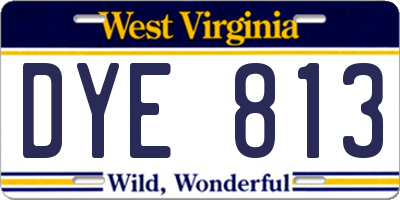 WV license plate DYE813