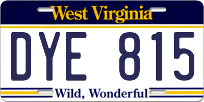 WV license plate DYE815