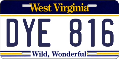 WV license plate DYE816