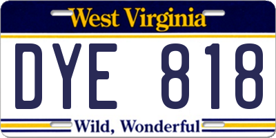 WV license plate DYE818
