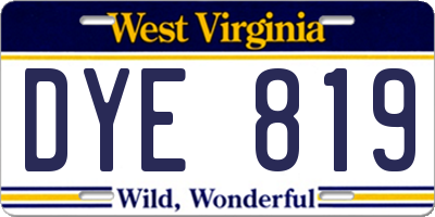 WV license plate DYE819