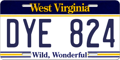 WV license plate DYE824