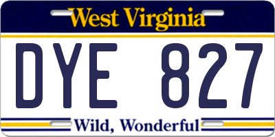 WV license plate DYE827