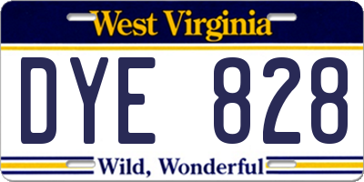 WV license plate DYE828