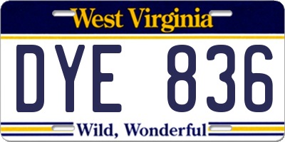 WV license plate DYE836