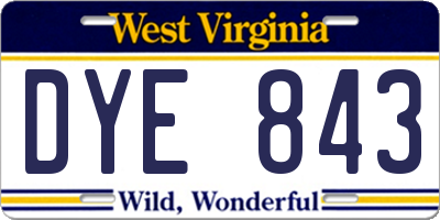 WV license plate DYE843