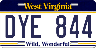 WV license plate DYE844