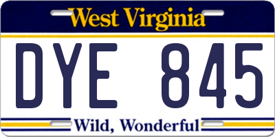 WV license plate DYE845