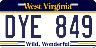WV license plate DYE849