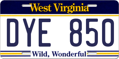 WV license plate DYE850