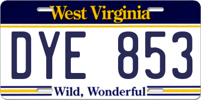 WV license plate DYE853