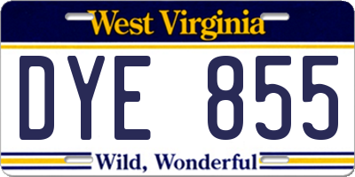WV license plate DYE855