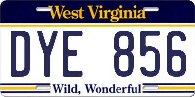 WV license plate DYE856