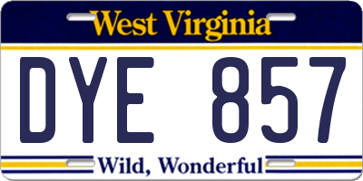 WV license plate DYE857