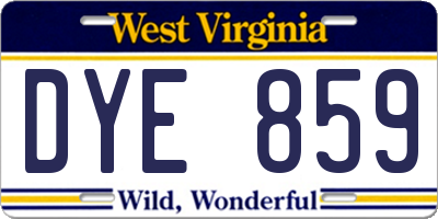 WV license plate DYE859