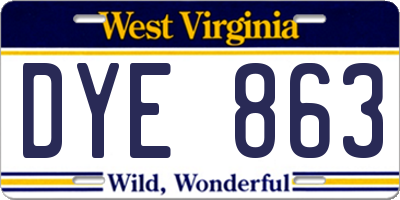 WV license plate DYE863