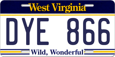WV license plate DYE866