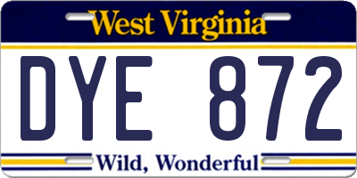 WV license plate DYE872