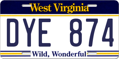 WV license plate DYE874
