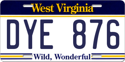 WV license plate DYE876