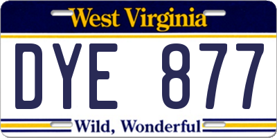 WV license plate DYE877