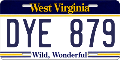 WV license plate DYE879