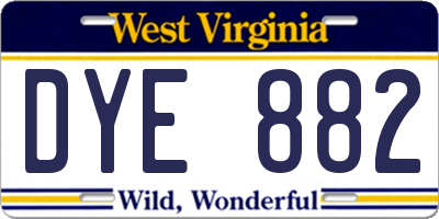 WV license plate DYE882
