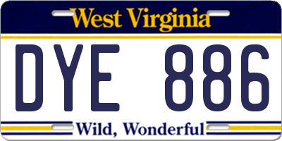 WV license plate DYE886