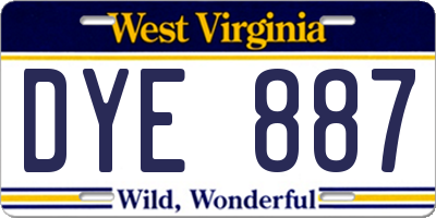 WV license plate DYE887