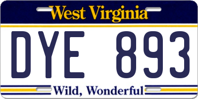 WV license plate DYE893