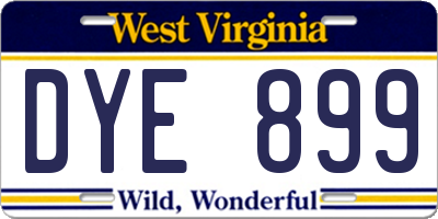 WV license plate DYE899