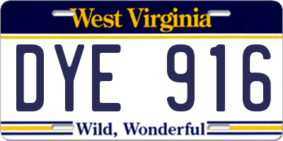 WV license plate DYE916