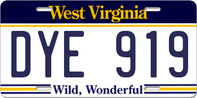 WV license plate DYE919