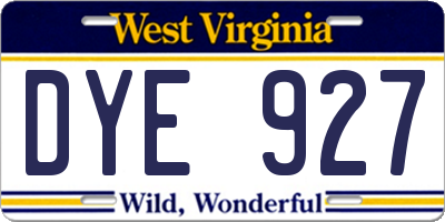 WV license plate DYE927