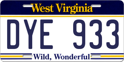 WV license plate DYE933