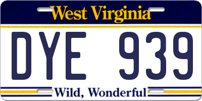 WV license plate DYE939