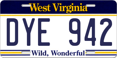 WV license plate DYE942