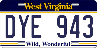 WV license plate DYE943